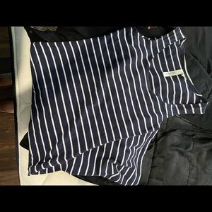 Navy Striped Midi Dress